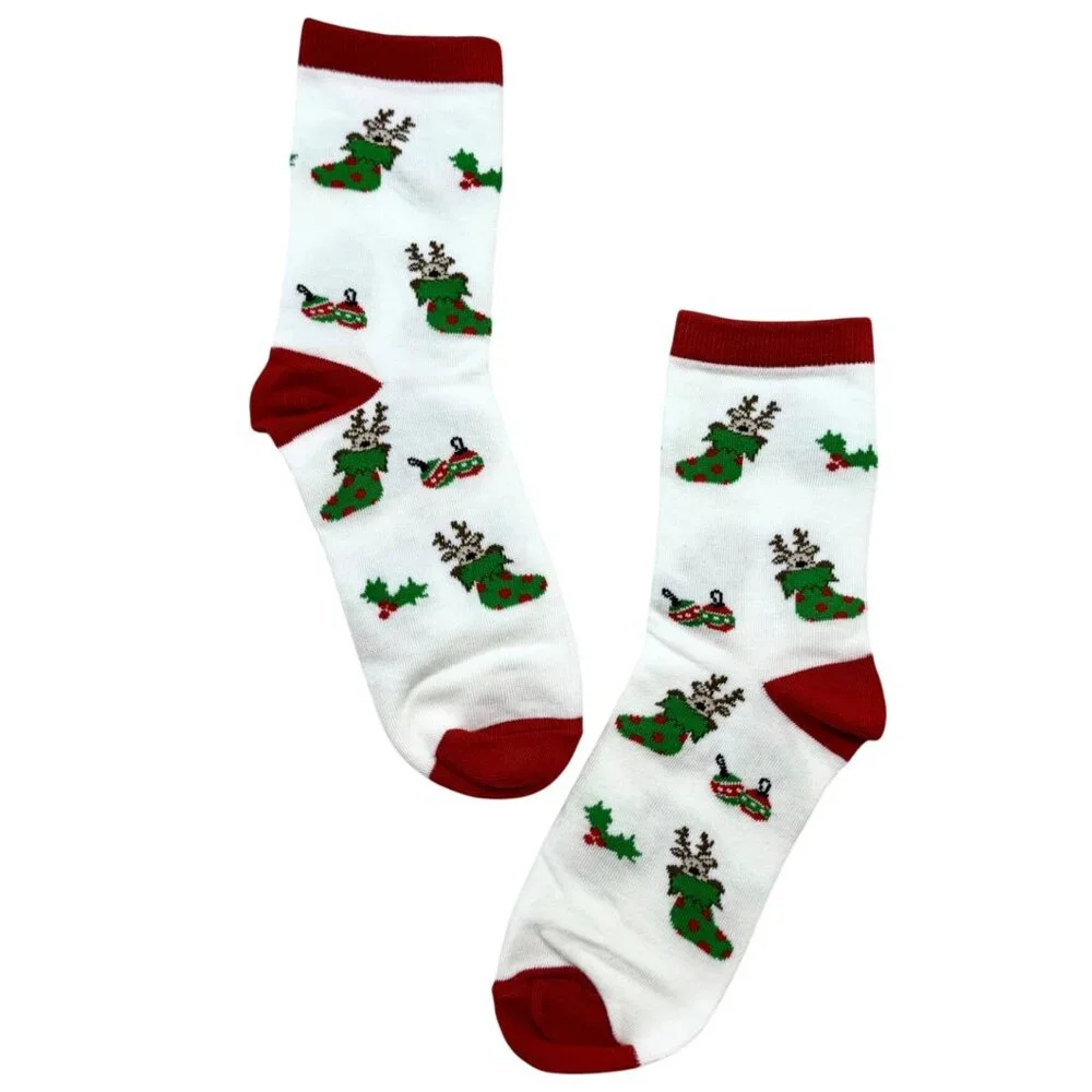 Christmas Holiday Womens Socks One Size 5 Pair Festive Winter Bundle Cozy Set